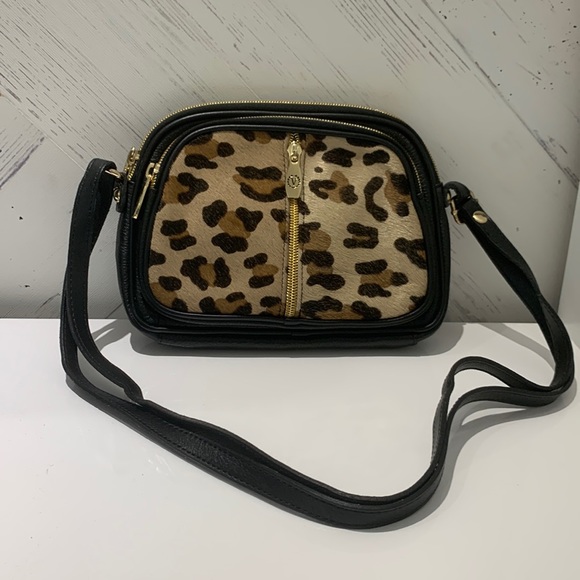 Valentina Leopard Leather Calf Hair Shoulder/ Crossbody Bag - Picture 1 of 17